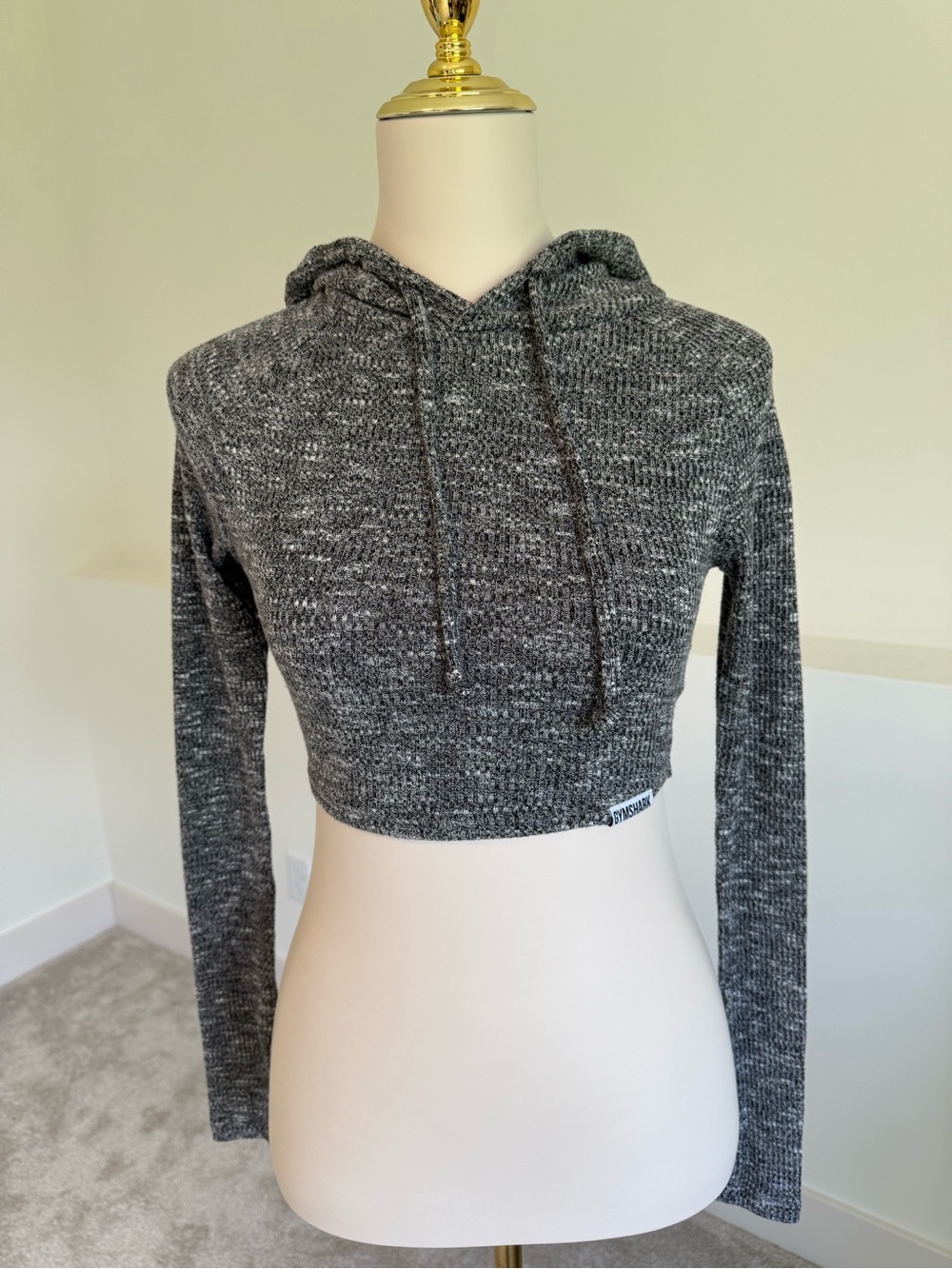 Gymshark Charcoal Cropped Hooded Knit Sweater
